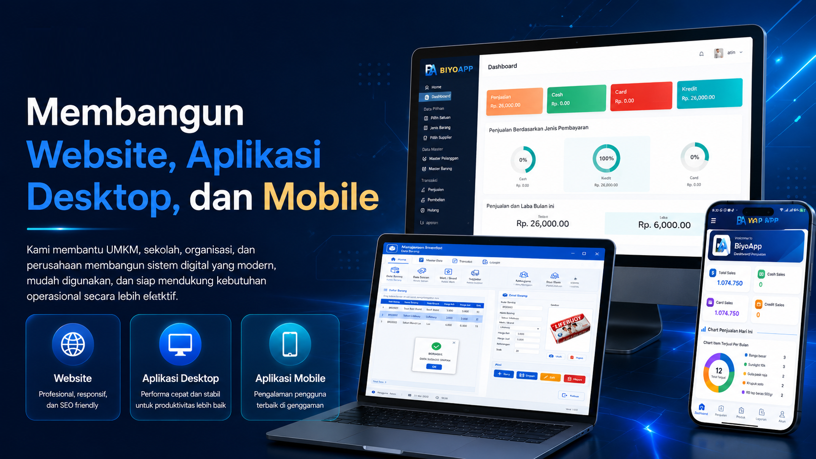 Solusi digital BIYOAPP untuk website, aplikasi desktop, dan mobile